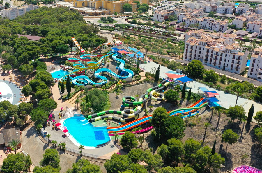 A picture of Aquavera waterpark taken from a drone