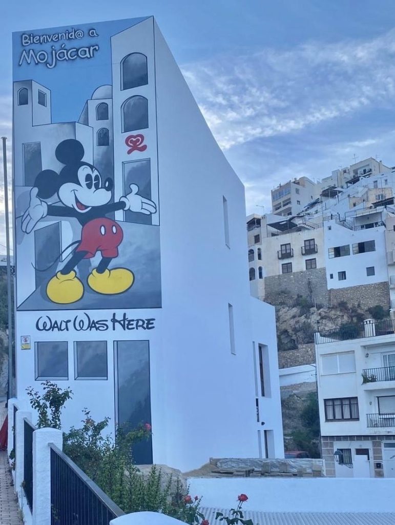 A mural of Mickey Mouse in Mojácar village